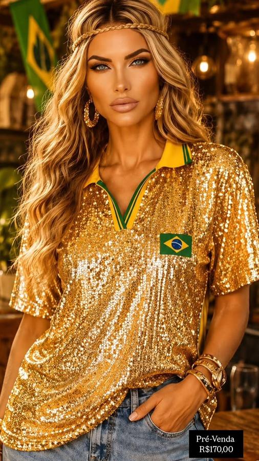✨Blusa Paetê Brasil na Copa.✨🇧🇷💛🇧🇷