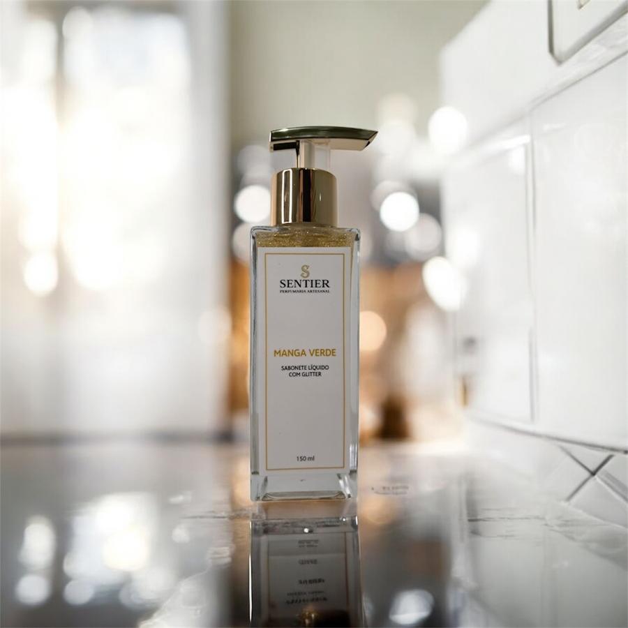 Sabonete Líquido com Glitter Dourado - Vidro 150 ml