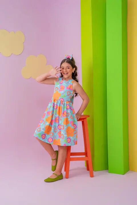 Vestido Florzinha Laranja