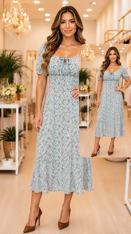 Vestido floral camponesa 🩵💗