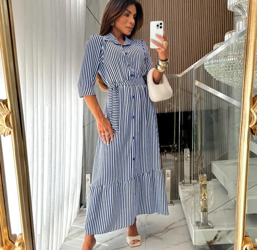 Vestido midi listrado