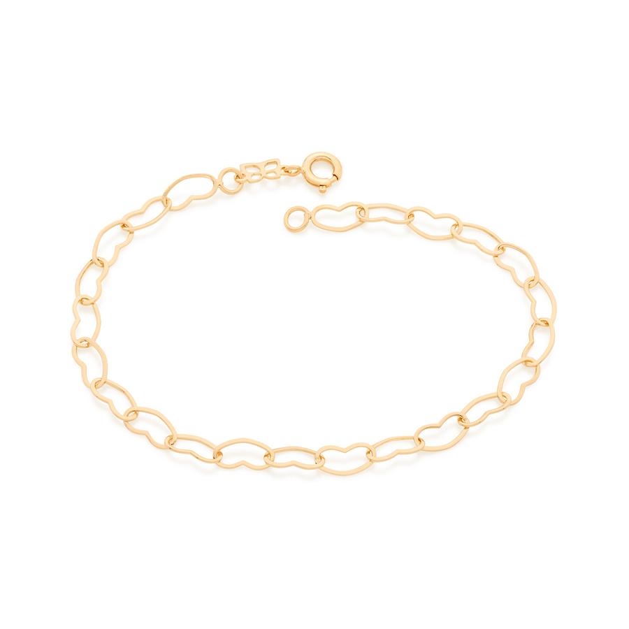 Pulseira banhada a ouro 18k com corações 550683