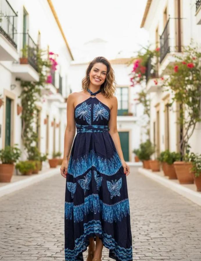 Vestido bordado duas pontas