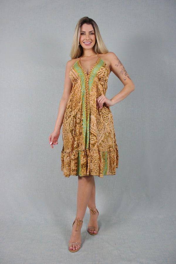 Vestido seda curto costas nuas