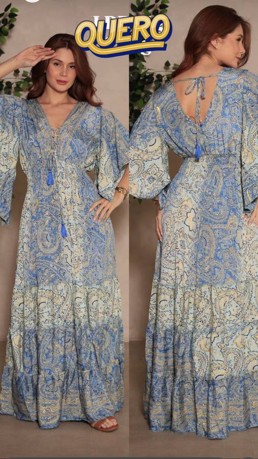 Vestido seda manga mocego