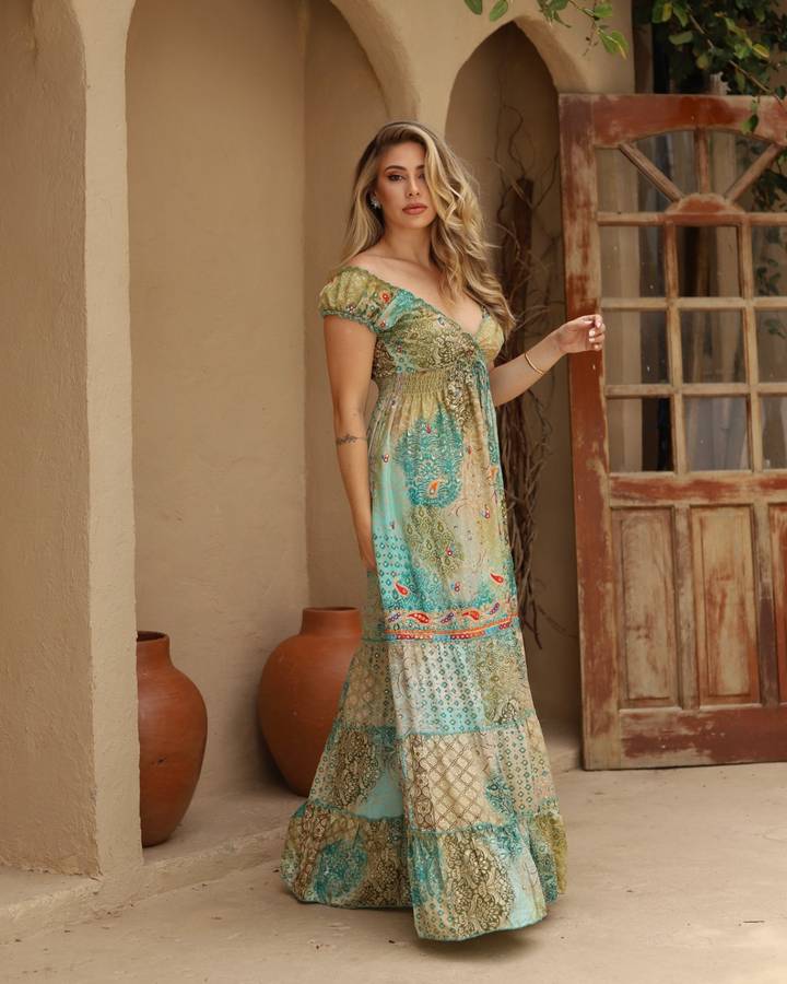 Vestido em seda ciganinha