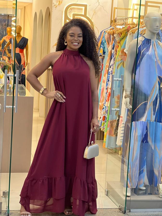 Vestido em Tecido Chiffon