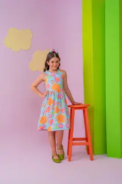Vestido Florzinha laranja
