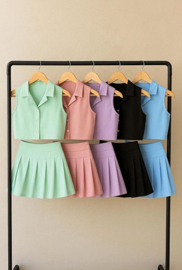 Conjunto plissado juvenil