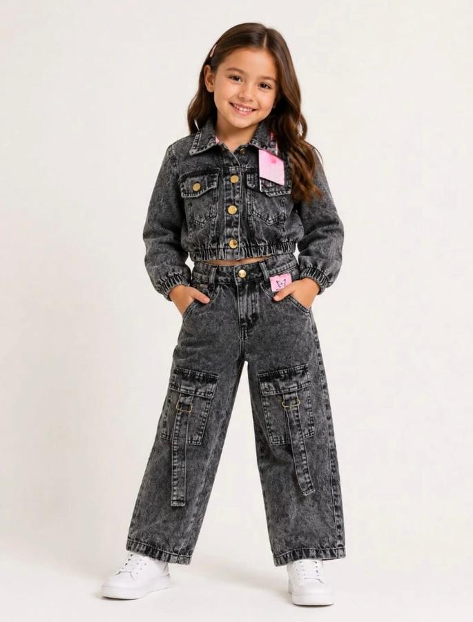 Conjunto calça cargo com jaqueta infantil