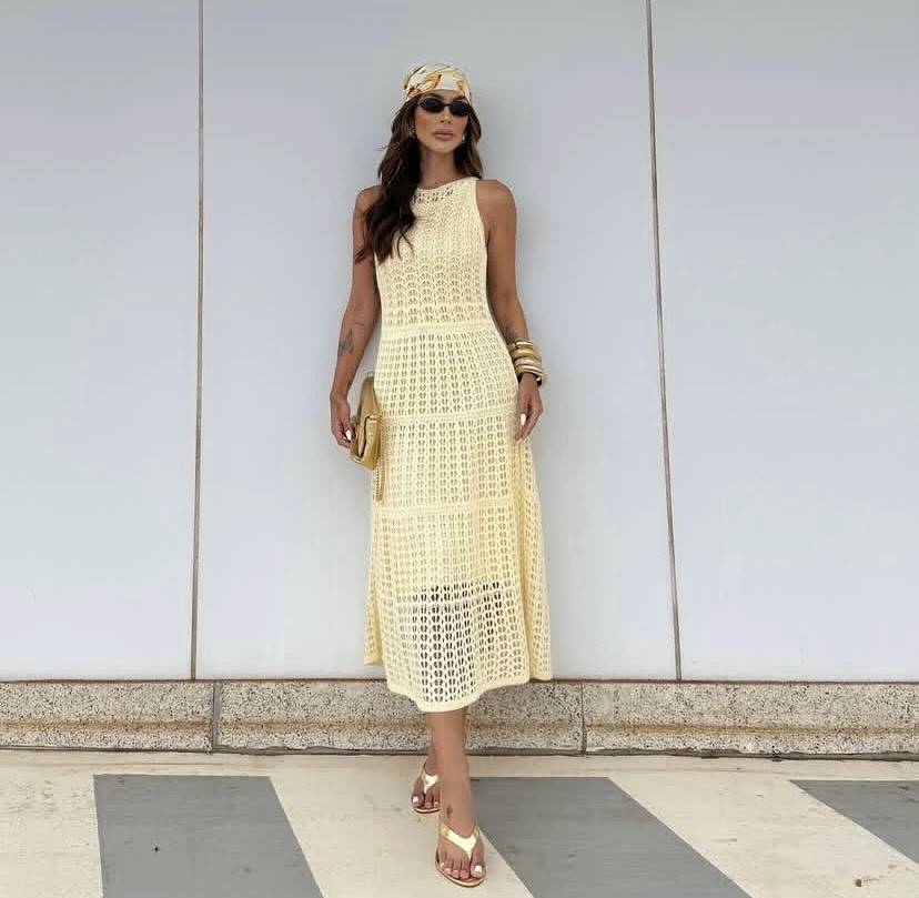 Vestido Tricot Rendado Ayla