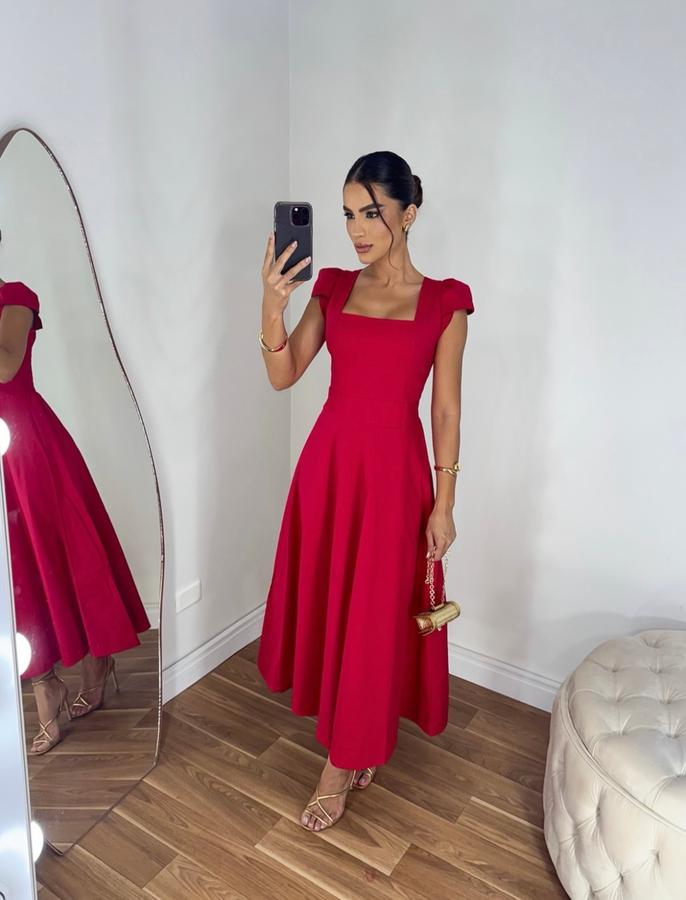 Vestido em algodão de manga