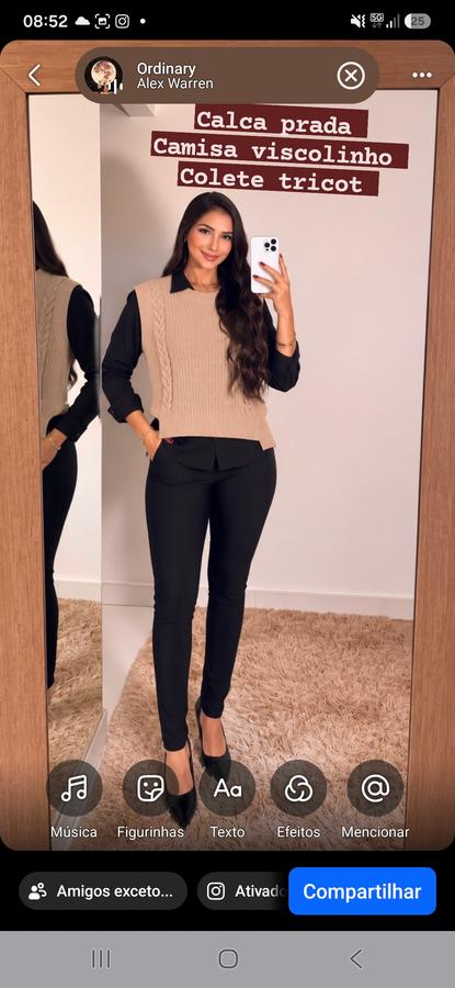 Calca prada ,camisa viscolinho ,e colete tricot