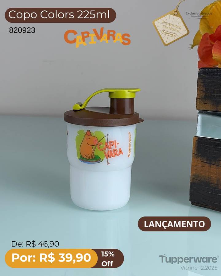 Linha infantil da tupperware.copo Capivara.