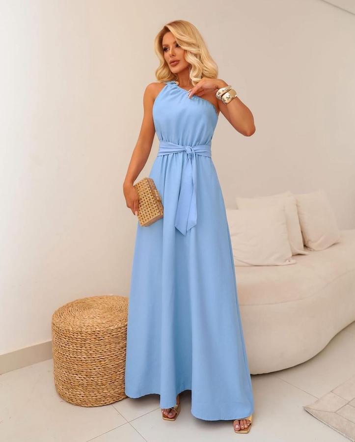 Vestido Ombro em Tecido Marrant